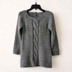 Zara Kids Girl's Cable Knit Grey Crew Neck Braided Sweater 13-14 yrs 164 cm Ital